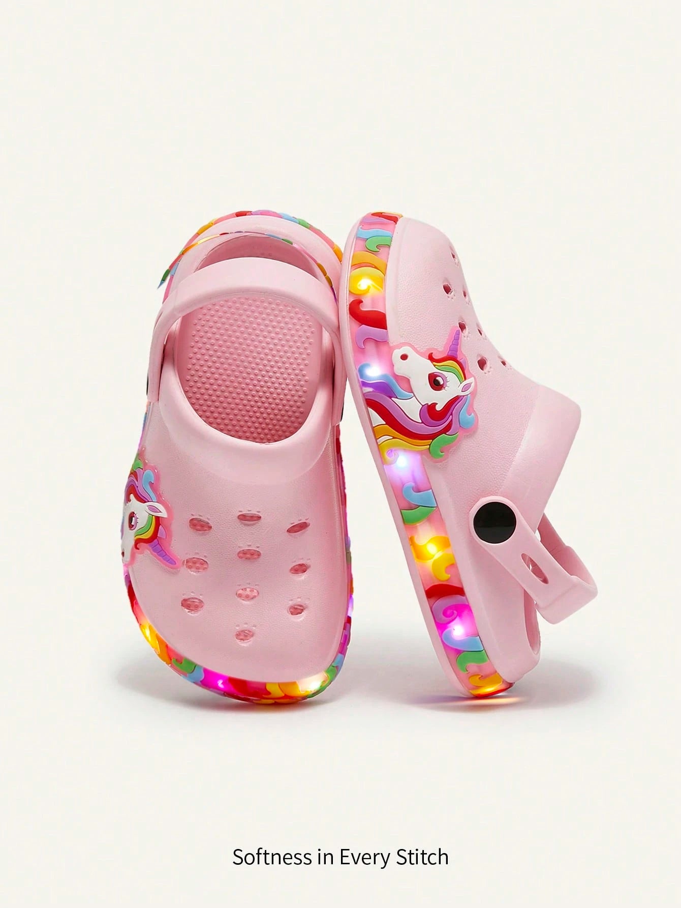 Cozy Pixies Girls' Lightweight Fashionable Pink Cartoon Cute Casual Breathable Sandals, Suitable For Summer