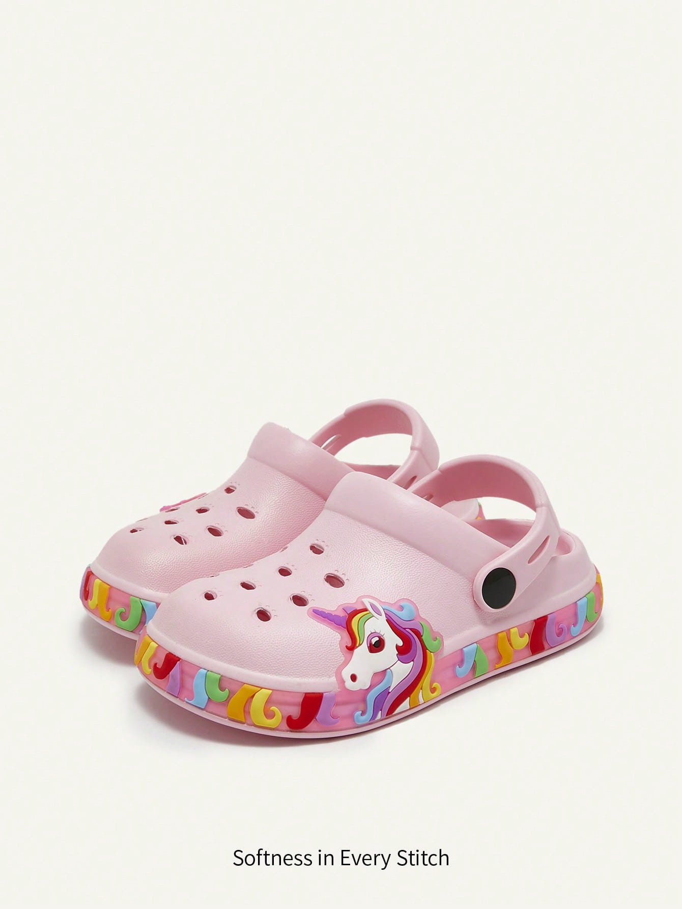 Cozy Pixies Girls' Lightweight Fashionable Pink Cartoon Cute Casual Breathable Sandals, Suitable For Summer