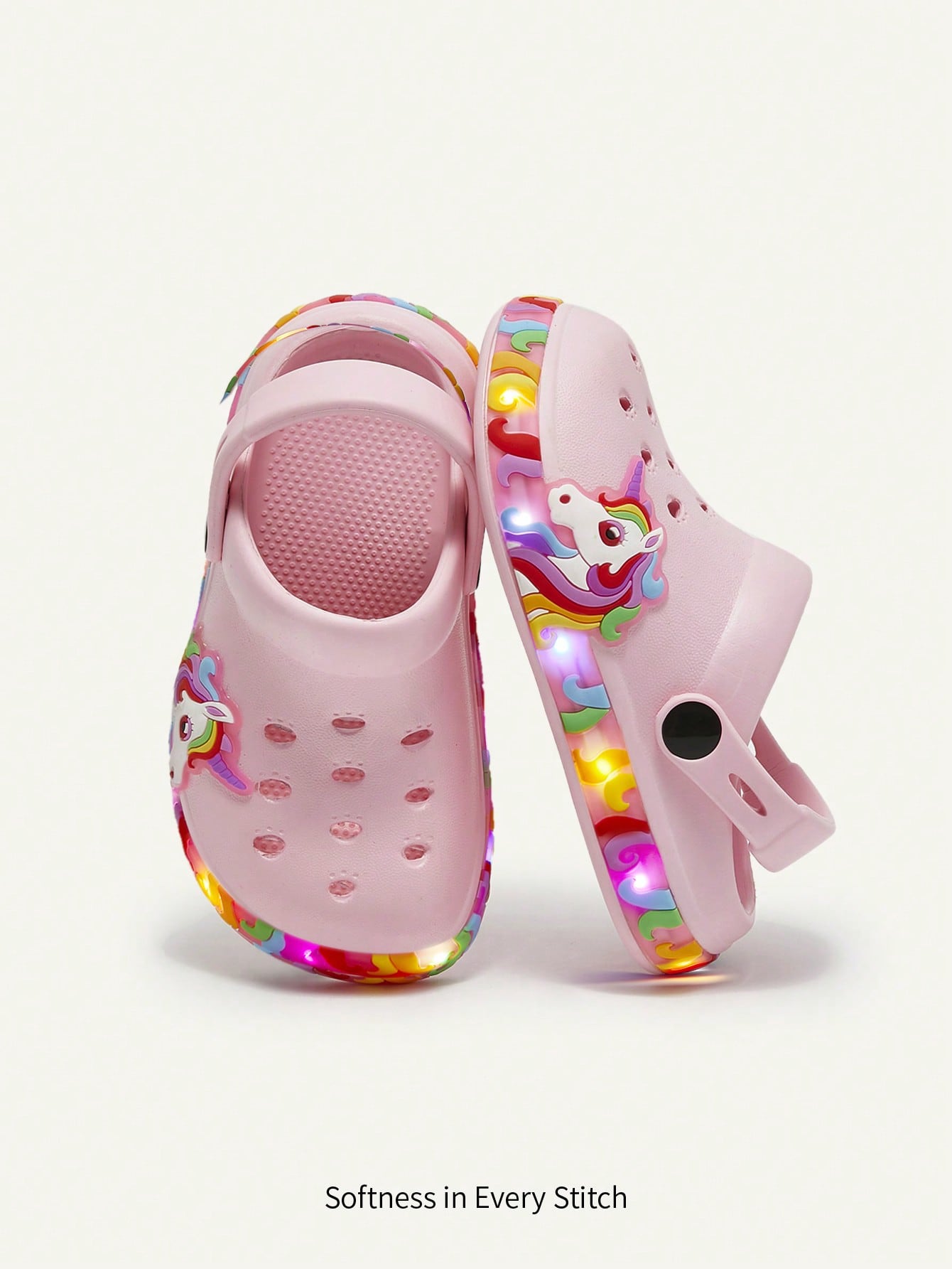 Cozy Pixies Girls' Lightweight Fashionable Pink Cartoon Cute Casual Breathable Sandals, Suitable For Summer