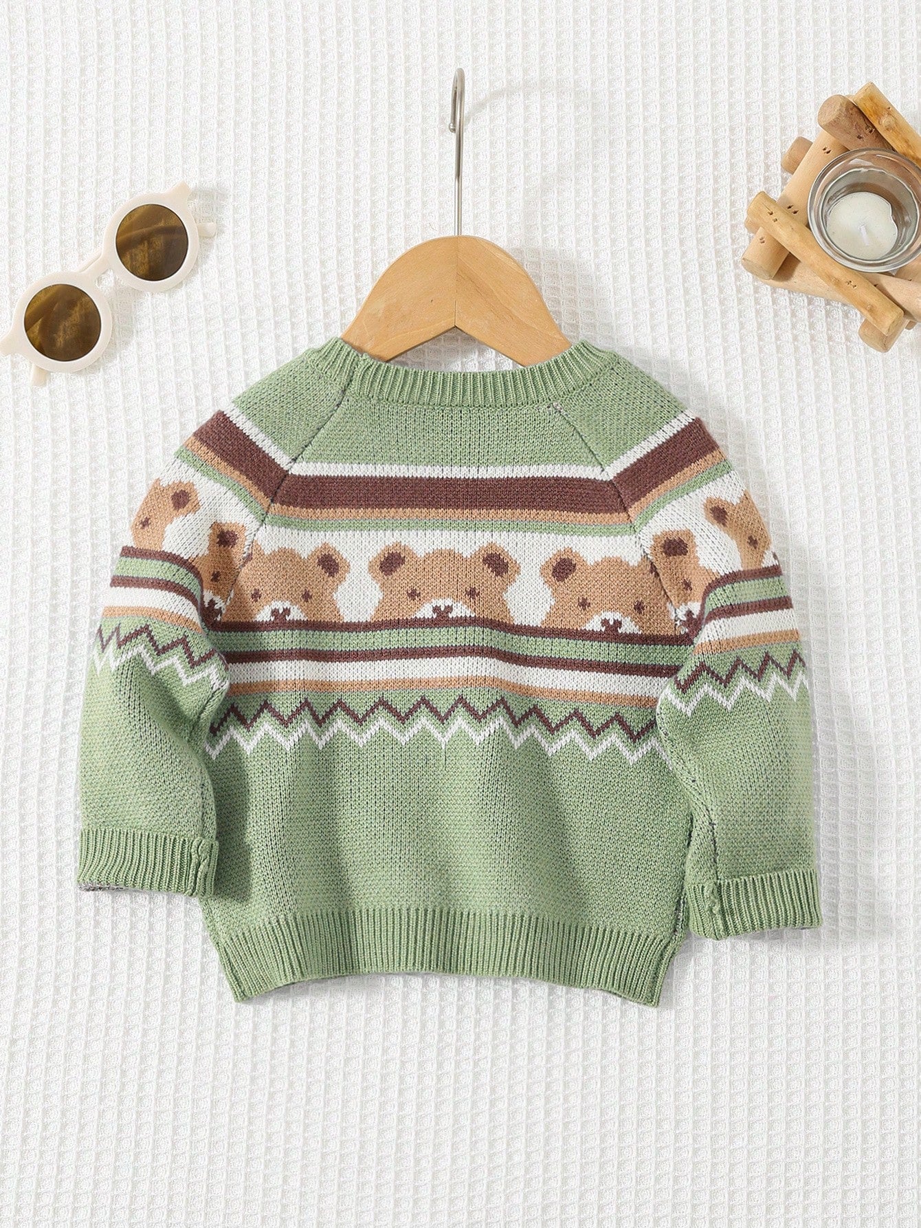 Cozy Pixies Newborn Baby Boy Casual Versatile Colorful Bear Pattern Soft & Comfortable Sweater,In Fall/Winter