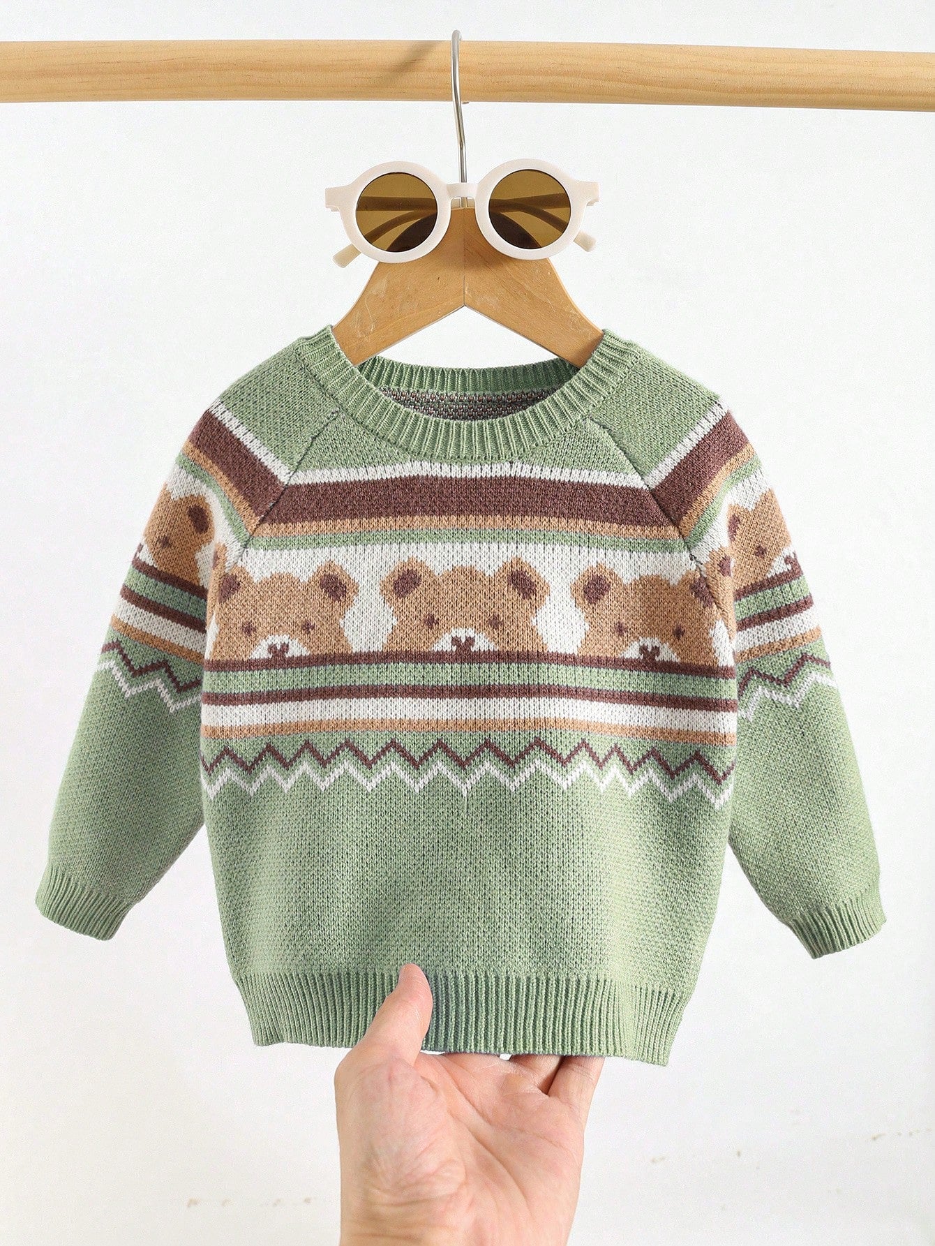 Cozy Pixies Newborn Baby Boy Casual Versatile Colorful Bear Pattern Soft & Comfortable Sweater,In Fall/Winter