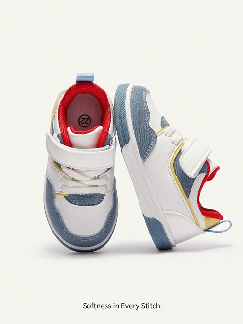 Cozy Pixies Spring/Summer, Fashionable And Versatile, Fun And Cute, Contrasting Colors,Boys' Soft-Soled Flat-Soled Baby Sneakers, College-Style Basic