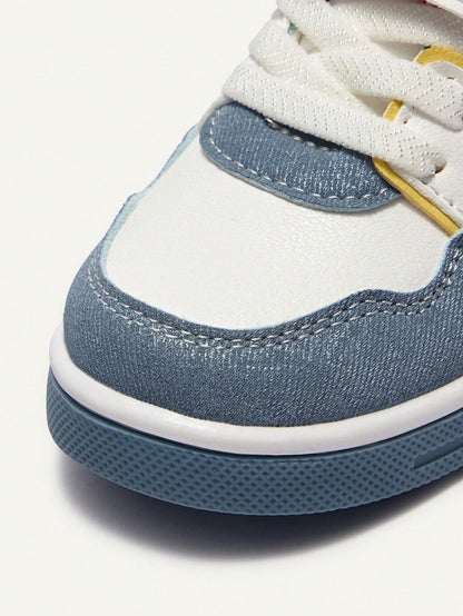 Cozy Pixies Spring/Summer, Fashionable And Versatile, Fun And Cute, Contrasting Colors,Boys' Soft-Soled Flat-Soled Baby Sneakers, College-Style Basic