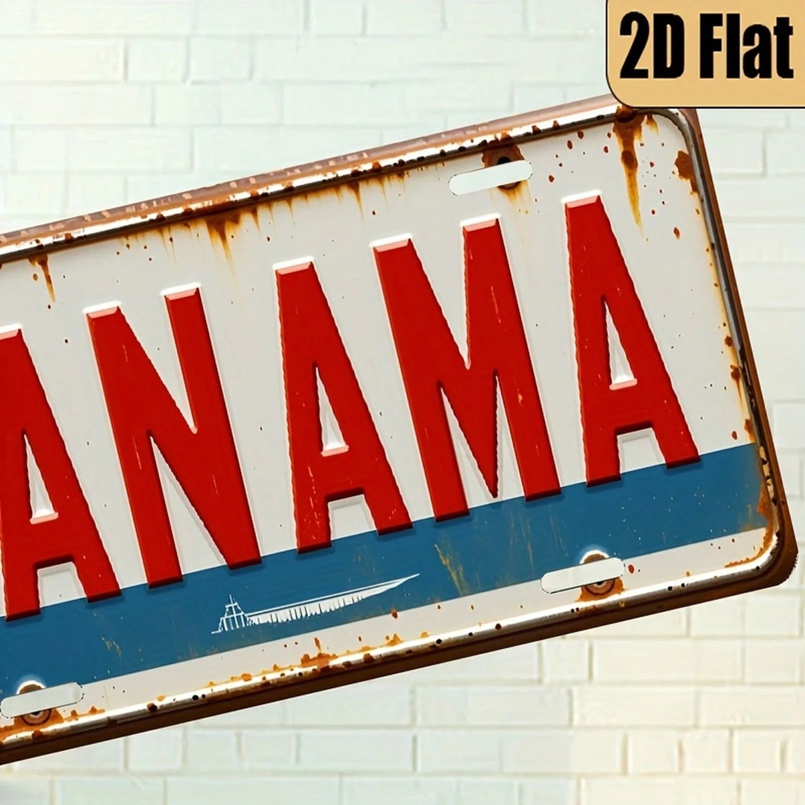 CP1 Piece, 2D FLAT, For Decoration Only, Vintage-Style Aluminum License Plate With "Panama" Theme, Decorative License Plate, Vintage Aluminum License Plate, Home, Holiday Decoration Ornament, (6 Inche