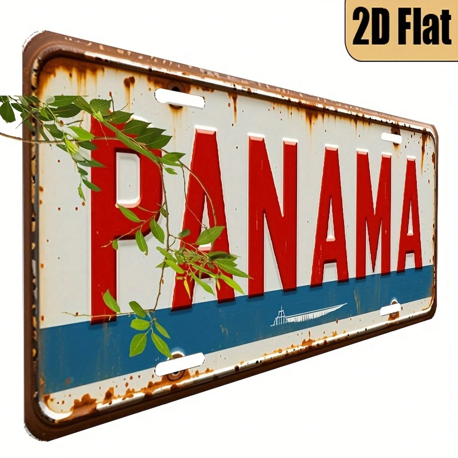 CP1 Piece, 2D FLAT, For Decoration Only, Vintage-Style Aluminum License Plate With "Panama" Theme, Decorative License Plate, Vintage Aluminum License Plate, Home, Holiday Decoration Ornament, (6 Inche