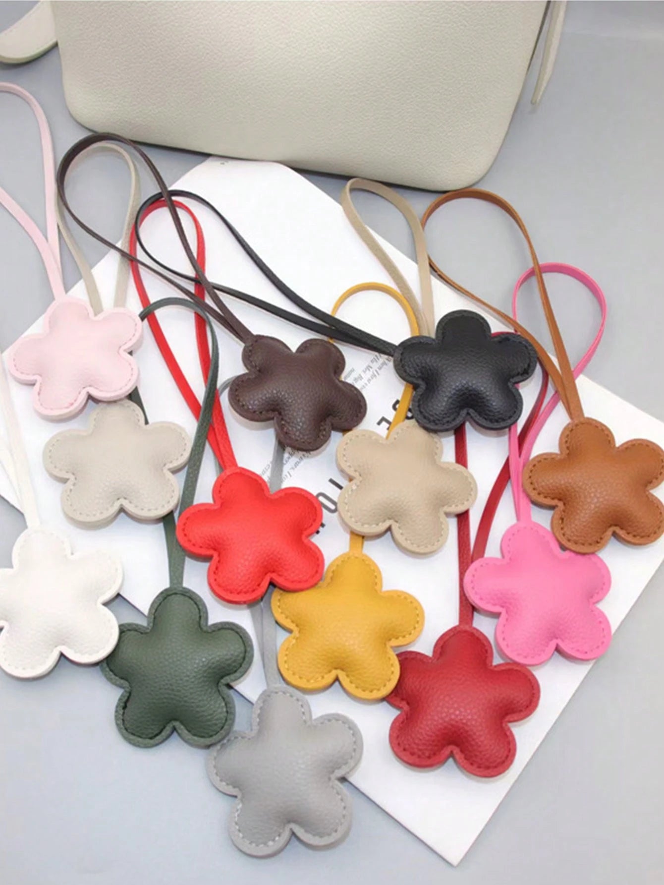 Creative Leather Heart Flower Hand Rope Pendant Exquisite PU Pendant Small Gifts Clothing Accessories Bag Pendant Winter Gifts For Women