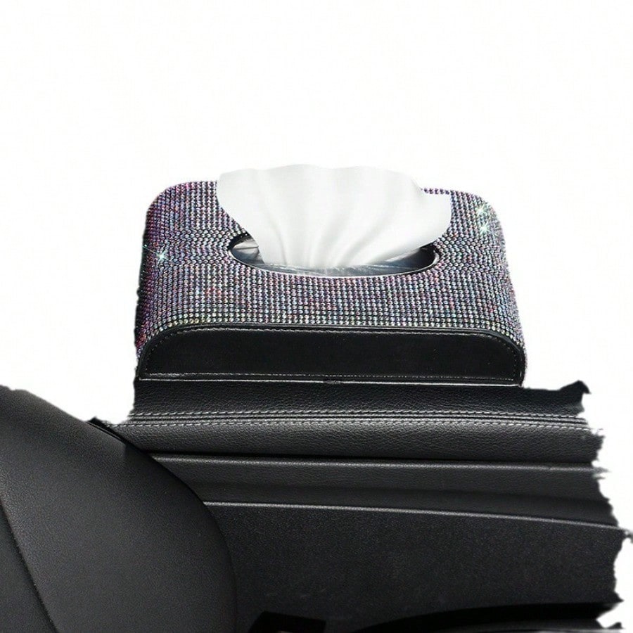 Creative Rhinestone Car Tissue Box, Freestanding Dining Napkin Holder & Fashionable Car Interior Accessories For Women
