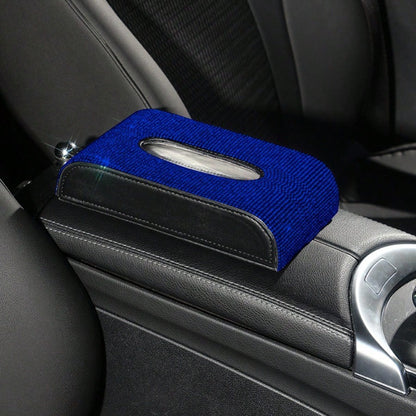 Creative Rhinestone Car Tissue Box, Freestanding Dining Napkin Holder & Fashionable Car Interior Accessories For Women