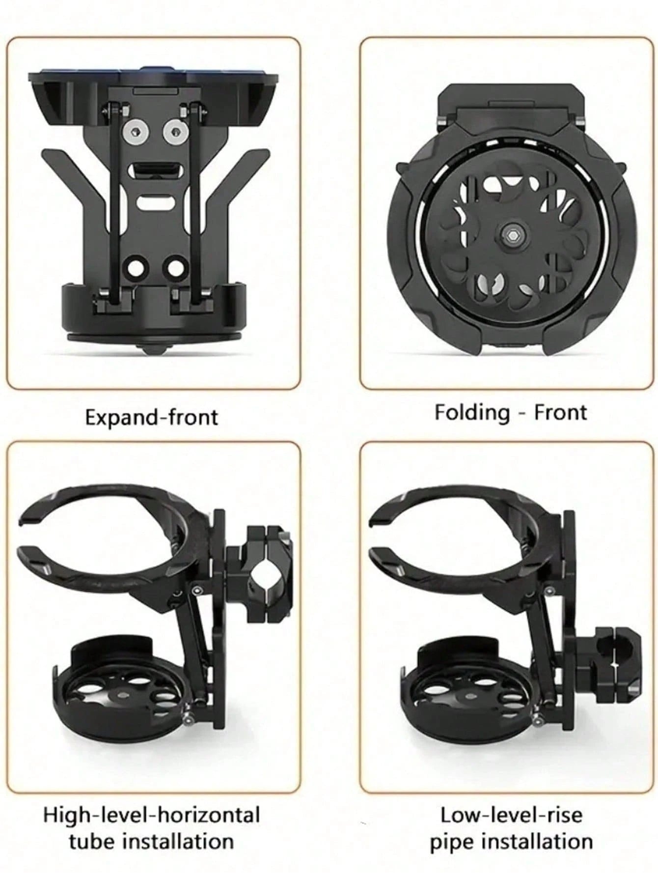Creative Rotating Motorcycle Cup Holder, 360° Rotating Foldable Bicycle Water Bottle Holder, Universal Rail-Style Water Bottle Rack, Cycling Beverage Storage Rack