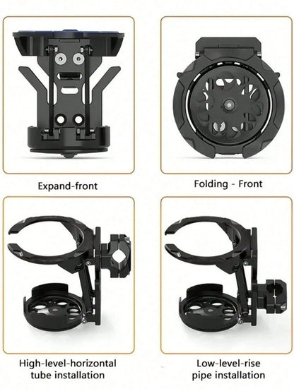 Creative Rotating Motorcycle Cup Holder, 360° Rotating Foldable Bicycle Water Bottle Holder, Universal Rail-Style Water Bottle Rack, Cycling Beverage Storage Rack