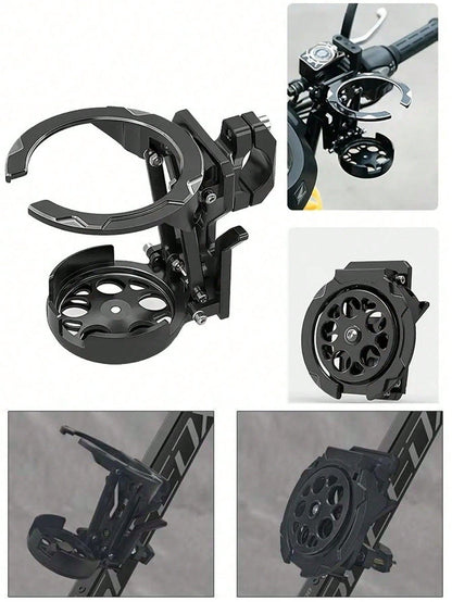 Creative Rotating Motorcycle Cup Holder, 360° Rotating Foldable Bicycle Water Bottle Holder, Universal Rail-Style Water Bottle Rack, Cycling Beverage Storage Rack