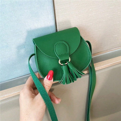 Crossbody Bag For Women Mini Saddle Shoulder Purse Ladies PU Cross Body Tassel Handbag For Casual Streewear