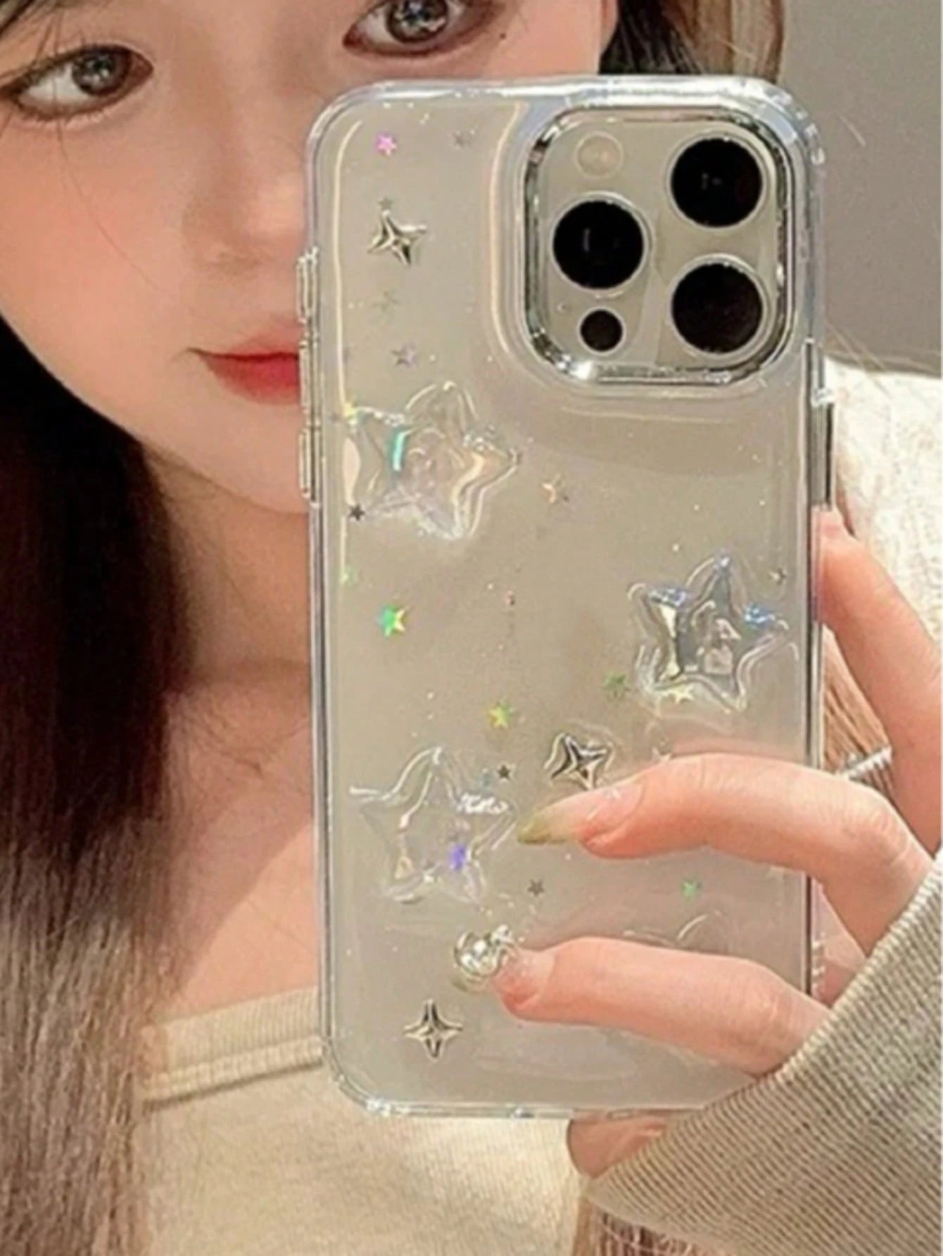 Crystal Cloud Phone Case Compatible With 14 Pro Max, 12 Pro, 13, 11, 8 Plus, 7 Plus, Protective Shockproof Soft Slim TPU Back Cover Skin, Jewelry Style Clear Phone Shell Mobile Accessory, Anti-Scratch