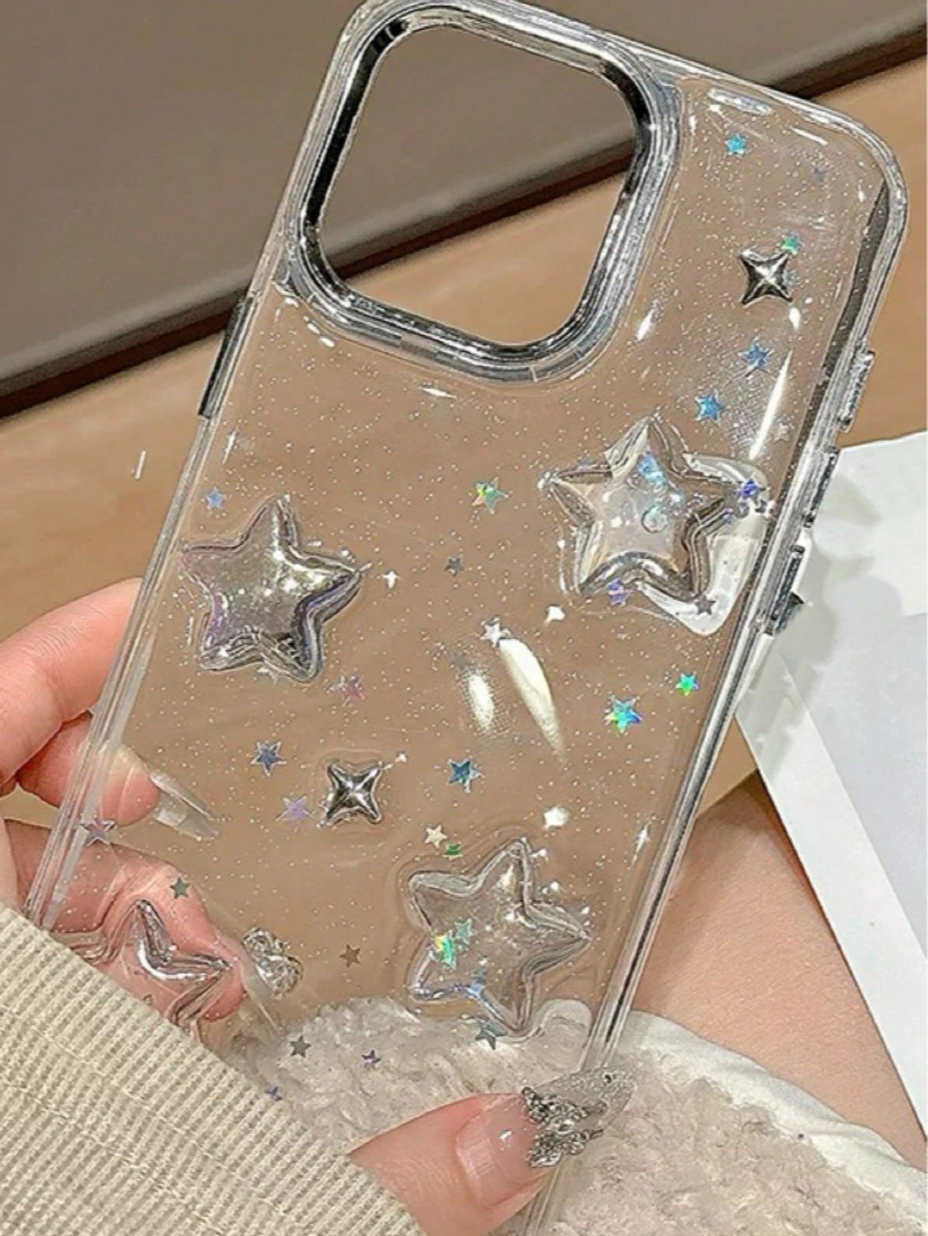 Crystal Cloud Phone Case Compatible With 14 Pro Max, 12 Pro, 13, 11, 8 Plus, 7 Plus, Protective Shockproof Soft Slim TPU Back Cover Skin, Jewelry Style Clear Phone Shell Mobile Accessory, Anti-Scratch