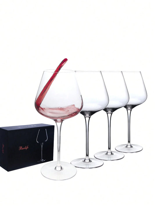 Crystal Red Wine Glasses Set Of 4, 23oz Large Wine Glasses With Long Stem, Hand Blown Lead-Free Glass, Ideal Gift Packaging For Wedding,Anniversary, Birthday,Christmas, Halloween And Christmas Party S