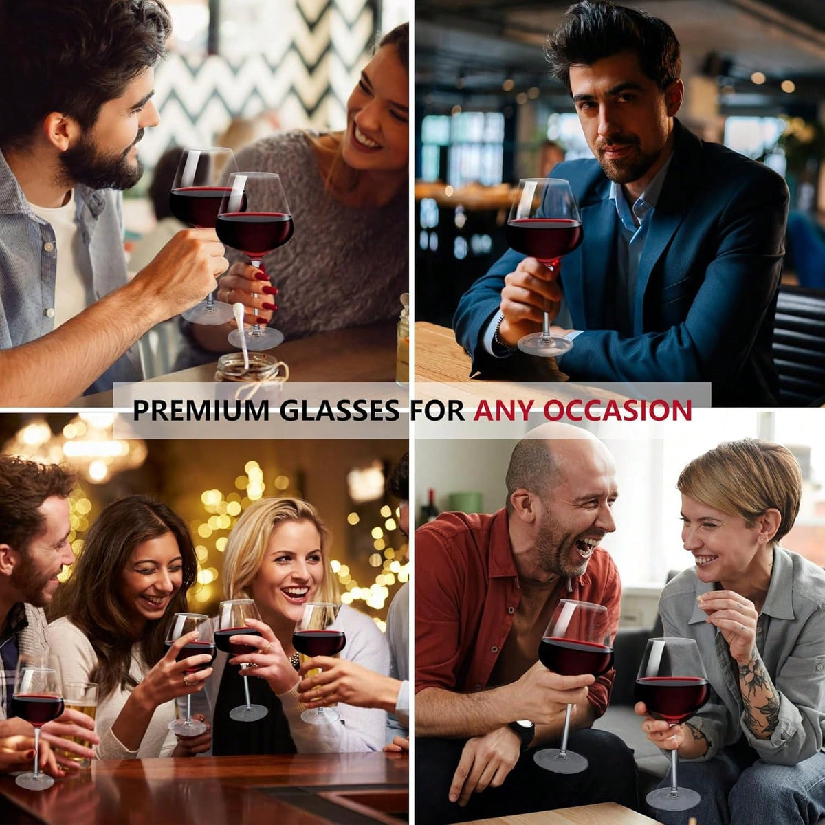 Crystal Red Wine Glasses Set Of 4, 23oz Large Wine Glasses With Long Stem, Hand Blown Lead-Free Glass, Ideal Gift Packaging For Wedding,Anniversary, Birthday,Christmas, Halloween And Christmas Party S
