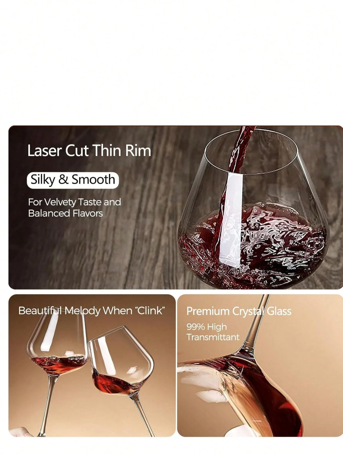 Crystal Red Wine Glasses Set Of 4, 23oz Large Wine Glasses With Long Stem, Hand Blown Lead-Free Glass, Ideal Gift Packaging For Wedding,Anniversary, Birthday,Christmas, Halloween And Christmas Party S