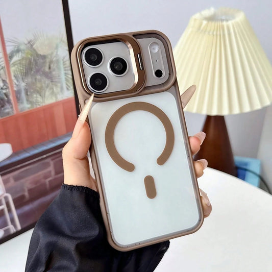 CteGlodrix Luxury Smooth Matte Hard Phone Case, Compatible With IPhone 17 Pro 11/12/13/14/15/16 Pro Max, Anti-Slip And Shockproof Protective Case, Adjustable Camera Stand, Separate Metal Buttons, Skin