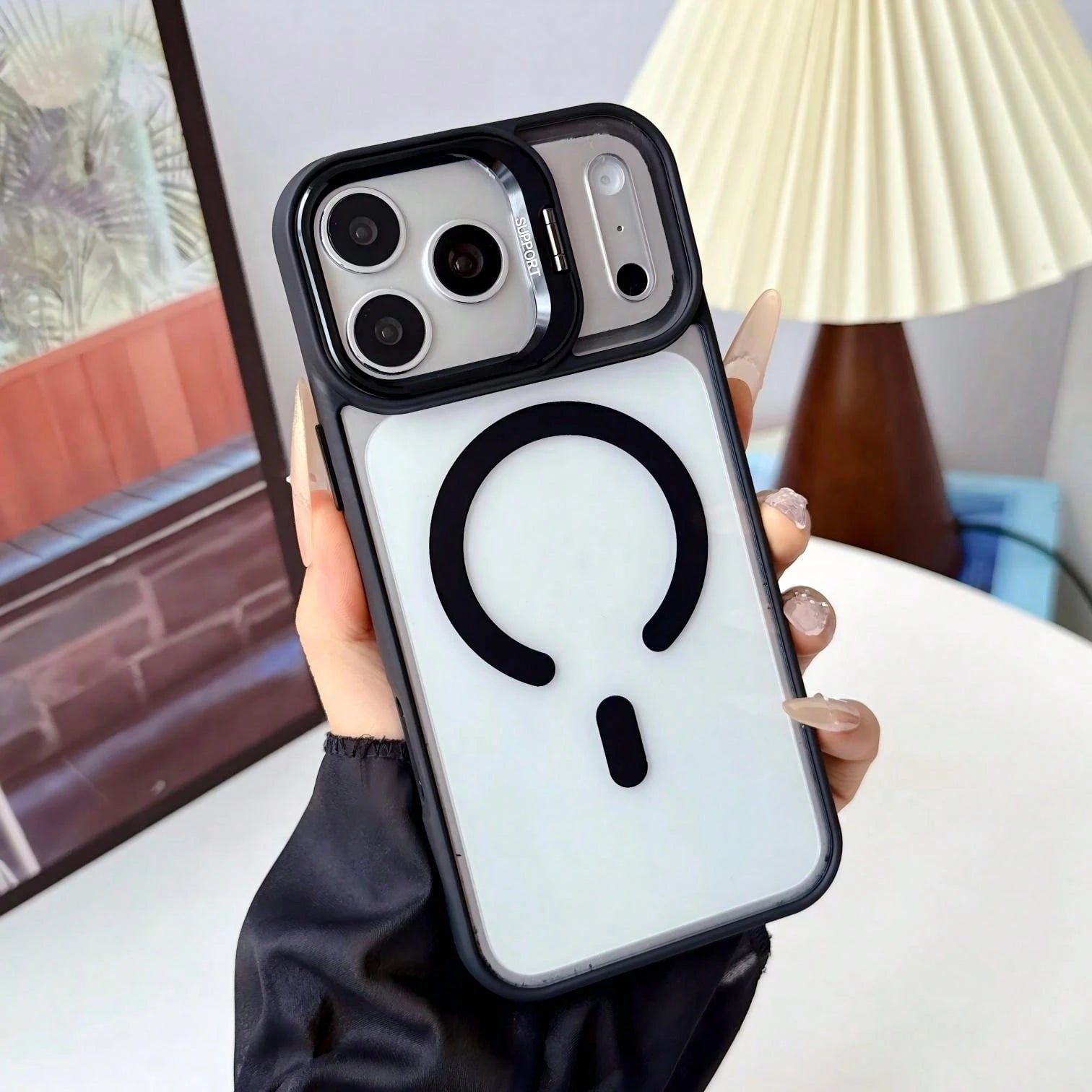 CteGlodrix Luxury Smooth Matte Hard Phone Case, Compatible With IPhone 17 Pro 11/12/13/14/15/16 Pro Max, Anti-Slip And Shockproof Protective Case, Adjustable Camera Stand, Separate Metal Buttons, Skin