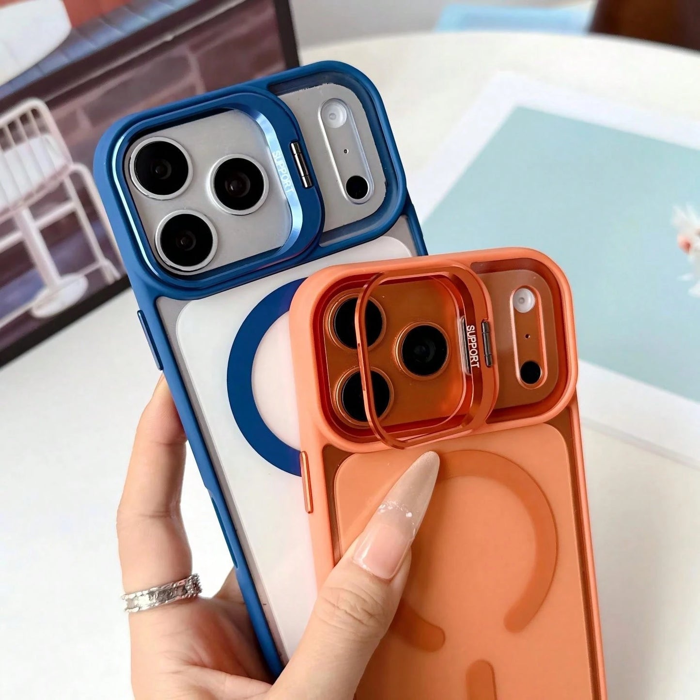 CteGlodrix Luxury Smooth Matte Hard Phone Case, Compatible With IPhone 17 Pro 11/12/13/14/15/16 Pro Max, Anti-Slip And Shockproof Protective Case, Adjustable Camera Stand, Separate Metal Buttons, Skin