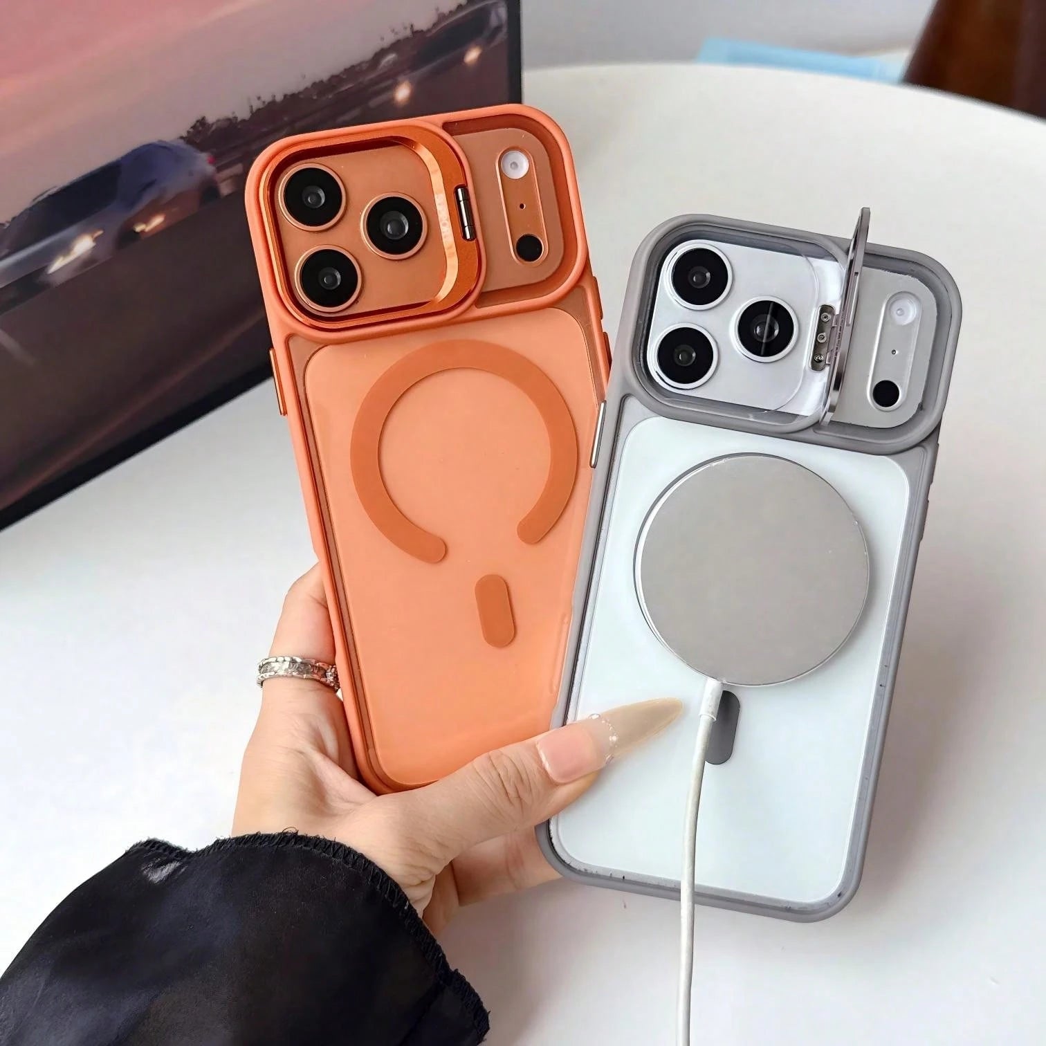 CteGlodrix Luxury Smooth Matte Hard Phone Case, Compatible With IPhone 17 Pro 11/12/13/14/15/16 Pro Max, Anti-Slip And Shockproof Protective Case, Adjustable Camera Stand, Separate Metal Buttons, Skin