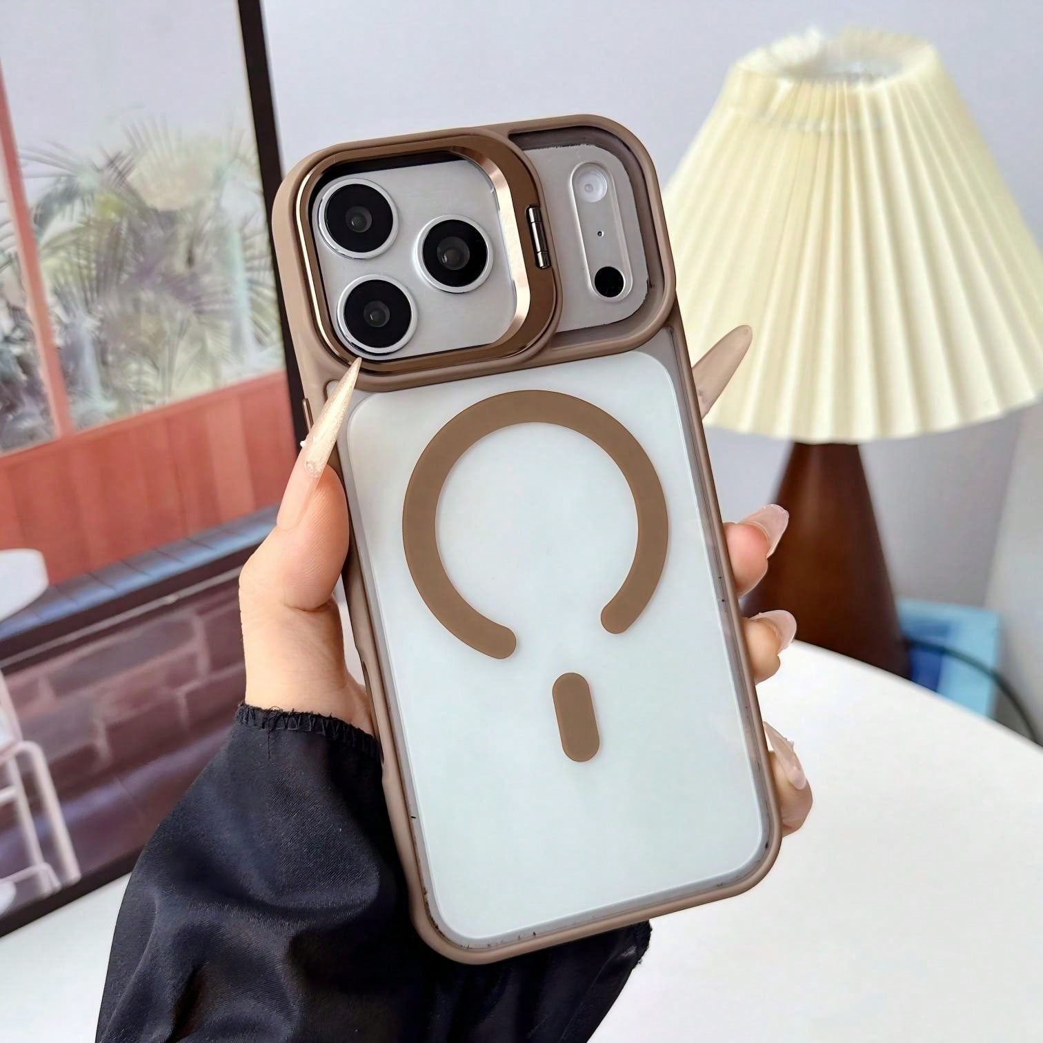 CteGlodrix Luxury Smooth Matte Hard Phone Case, Compatible With IPhone 17 Pro 11/12/13/14/15/16 Pro Max, Anti-Slip And Shockproof Protective Case, Adjustable Camera Stand, Separate Metal Buttons, Skin