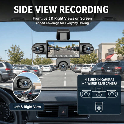 Curear 5-Lens Panoramic Car Dash Cam Front 1080P, 4 Aux 480P Cameras, G-Sensor Lock HD Display, Sturdy Modern Body, 360 Blind Spot Coverage For Daily Commuters, No Memory Card