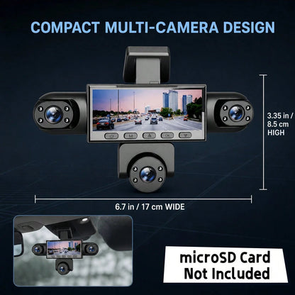Curear 5-Lens Panoramic Car Dash Cam Front 1080P, 4 Aux 480P Cameras, G-Sensor Lock HD Display, Sturdy Modern Body, 360 Blind Spot Coverage For Daily Commuters, No Memory Card