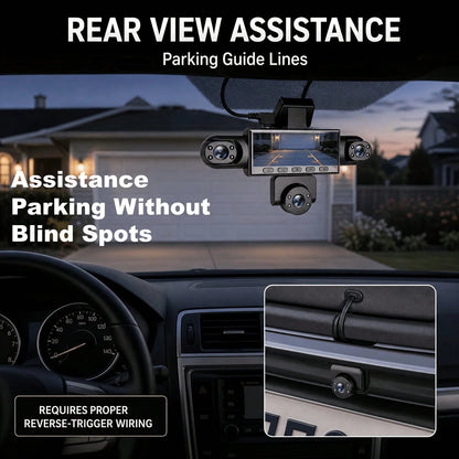 Curear 5-Lens Panoramic Car Dash Cam Front 1080P, 4 Aux 480P Cameras, G-Sensor Lock HD Display, Sturdy Modern Body, 360 Blind Spot Coverage For Daily Commuters, No Memory Card