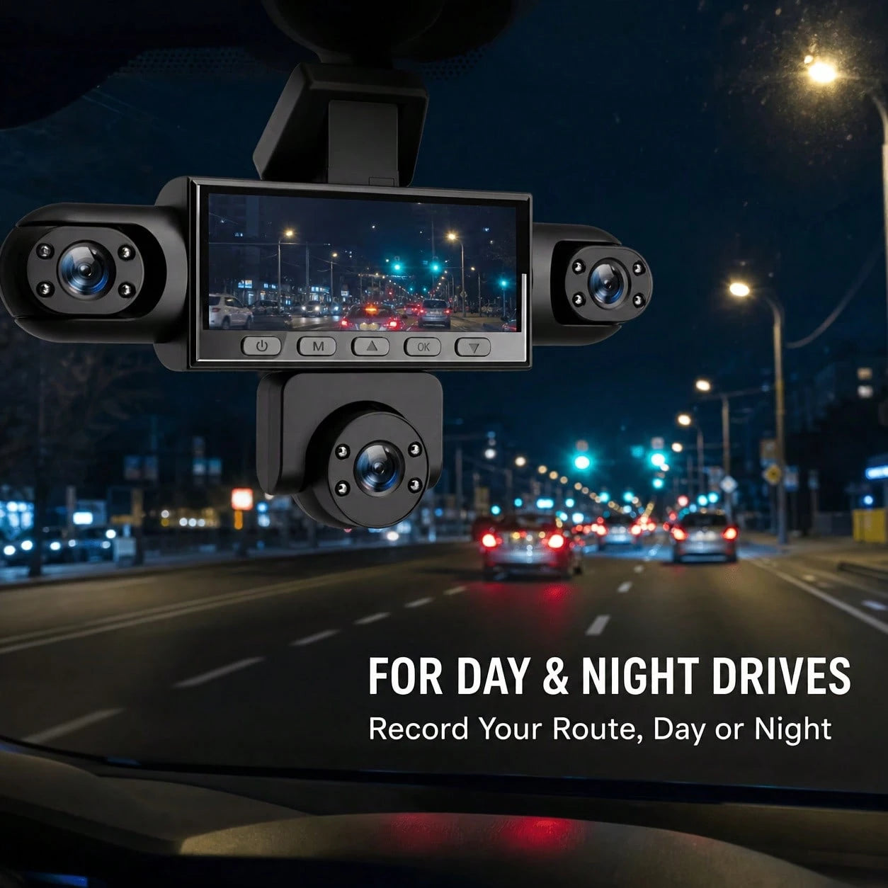 Curear 5-Lens Panoramic Car Dash Cam Front 1080P, 4 Aux 480P Cameras, G-Sensor Lock HD Display, Sturdy Modern Body, 360 Blind Spot Coverage For Daily Commuters, No Memory Card