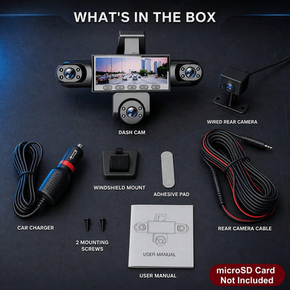 Curear 5-Lens Panoramic Car Dash Cam Front 1080P, 4 Aux 480P Cameras, G-Sensor Lock HD Display, Sturdy Modern Body, 360 Blind Spot Coverage For Daily Commuters, No Memory Card