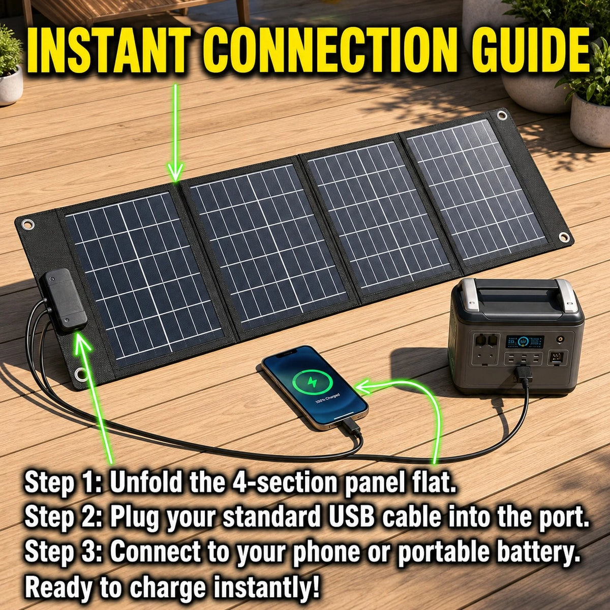Curear All-In-One Foldable Solar Charger Panel For Portable Power Stations, Generators, Laptops & Tablets – Ideal For Outdoor Camping, RV Travel, And Garden Lighting – Durable Solar System