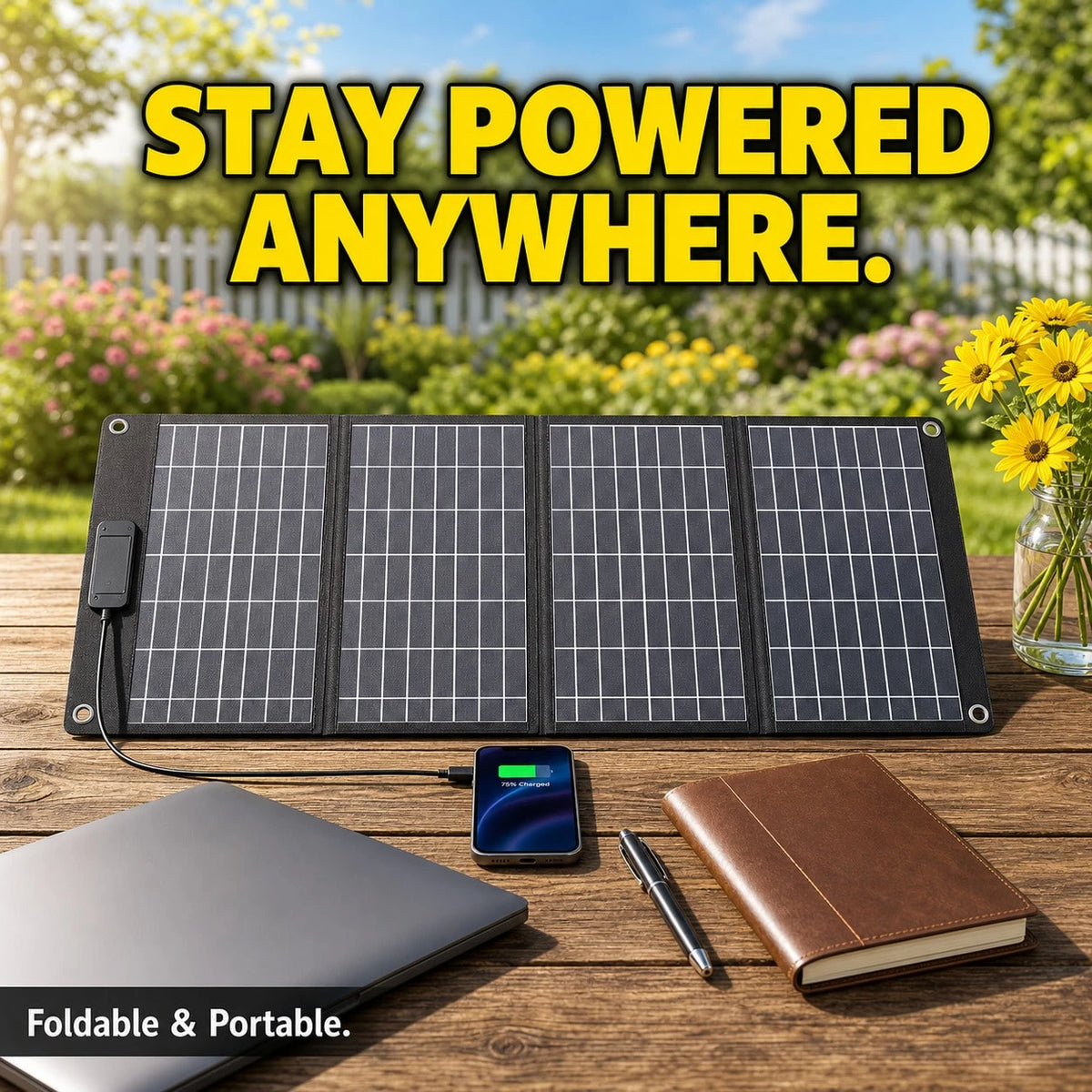 Curear All-In-One Foldable Solar Charger Panel For Portable Power Stations, Generators, Laptops & Tablets – Ideal For Outdoor Camping, RV Travel, And Garden Lighting – Durable Solar System
