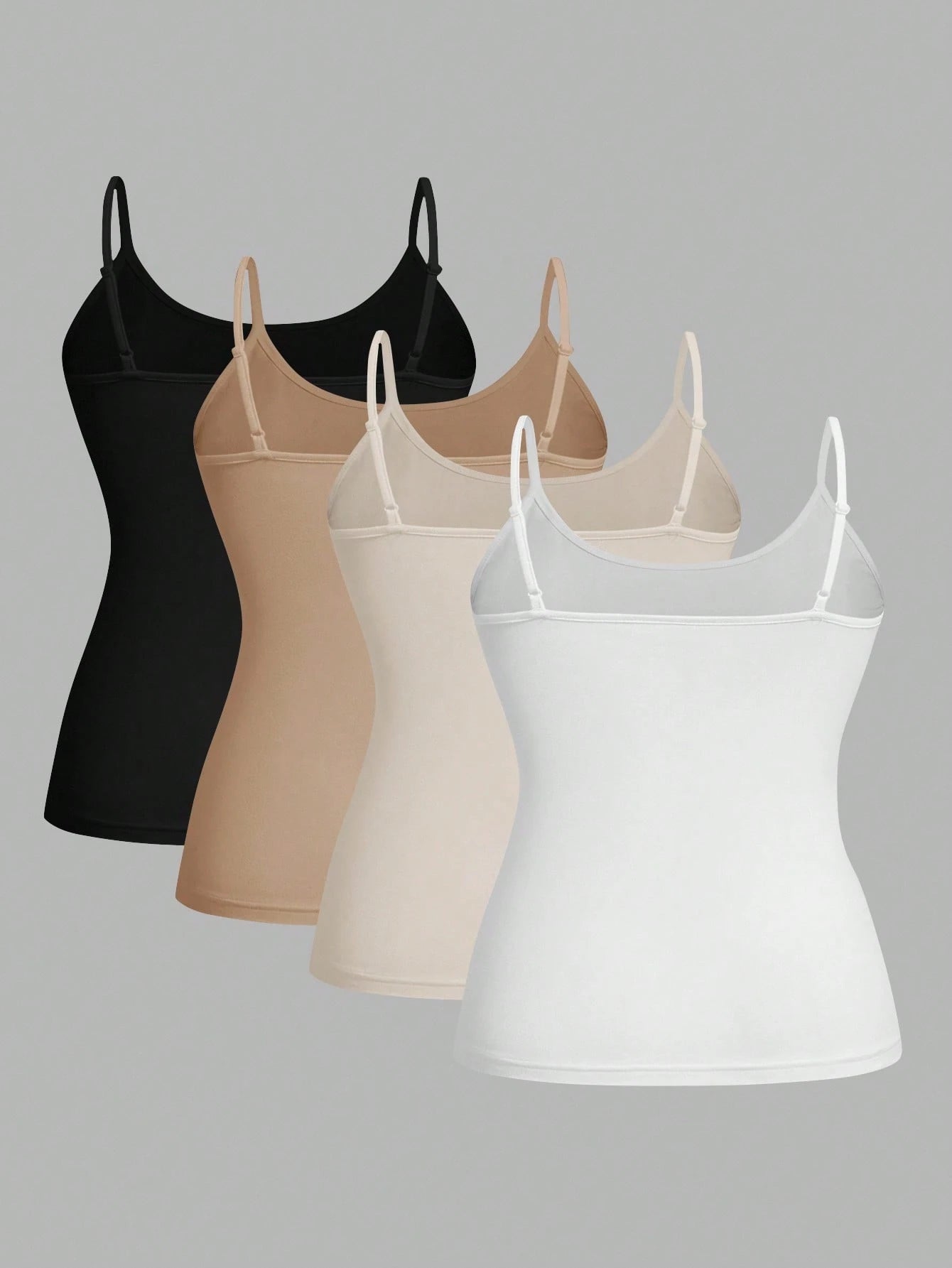 CURVE+ 4pcs/Set Plus Size Women Plain Casual Camisole/Spaghetti Strap Tank Tops,Valentine Day