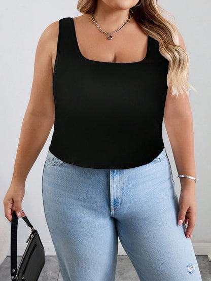 CURVE+ Curves Plus Size/Chool Clothes/Back To School Clothes /Back To School3pcs Size Women's Casual Round Neck Camisoles 3 Packs Crop Tops Tank Pack Women