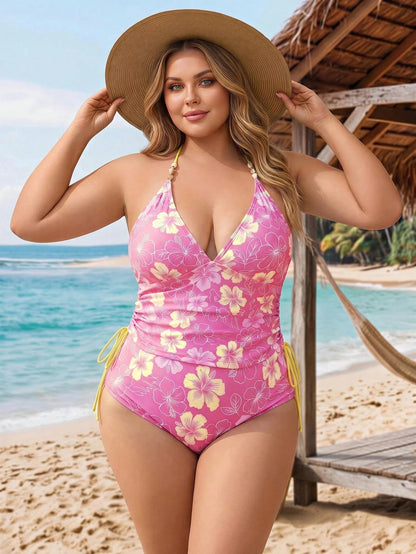 CURVE+ Plus Size Pink Tankini Set Vacation Summer