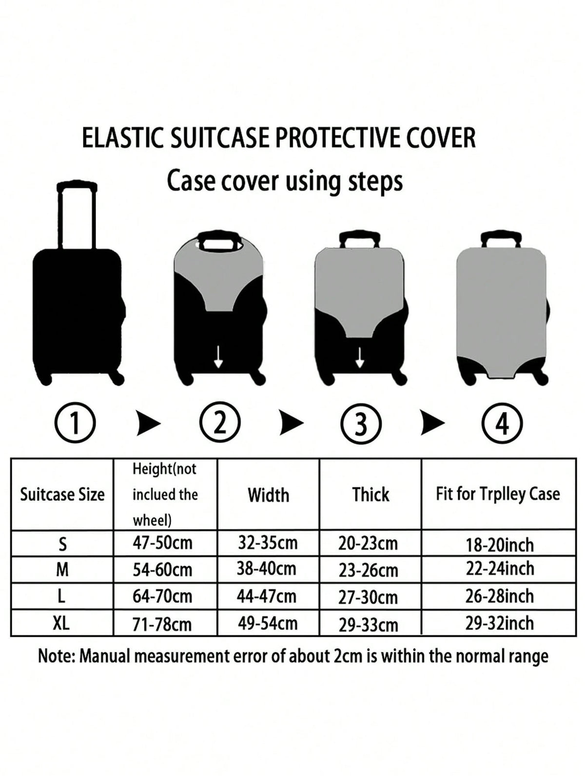 Custom 18-32" Elastic Luggage Cover, Personalized Name/ Custom Text Print, Dustproof Scratch-Resistant Travel Protector An Ideal Choice For Travel