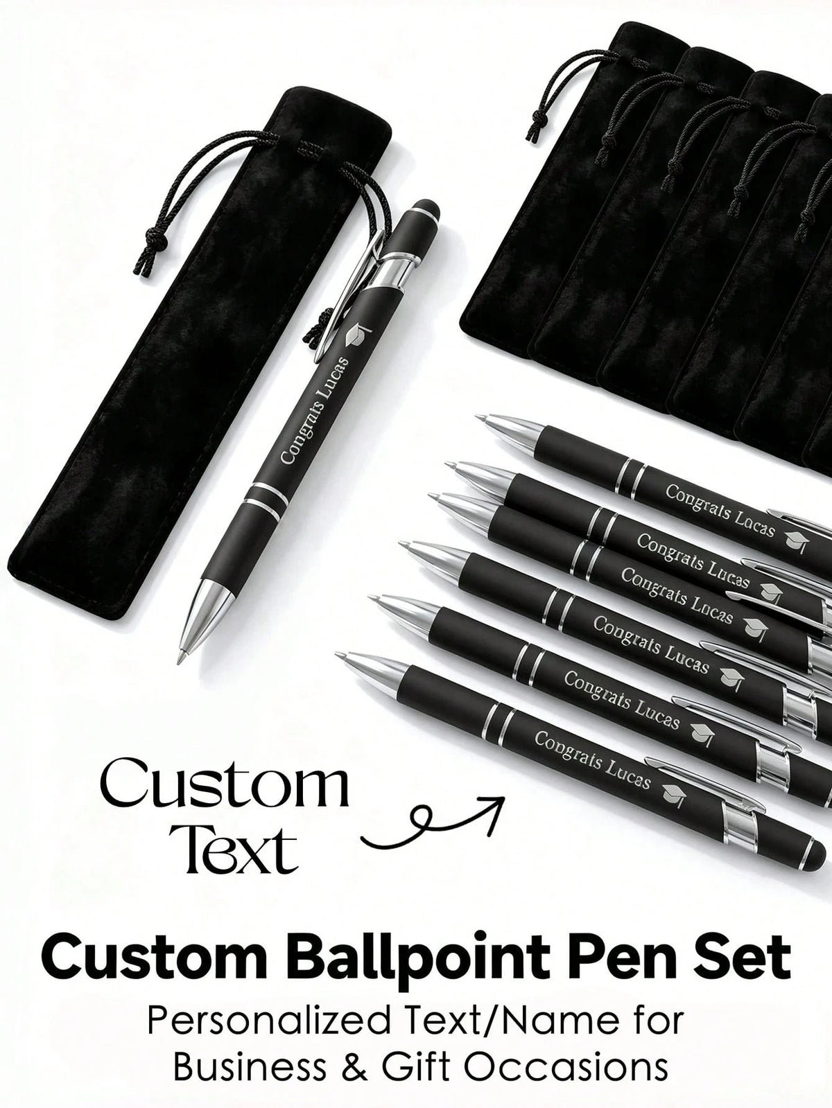 Custom Metal Retractable Ballpoint Pen| Non-Slip Grip + Medium Tip Smooth Writing| Customizable Name/Date/Logo| Business Engraved Pen Teacher's Day Gift| Suitable For Holiday/Birthday Gift, Person