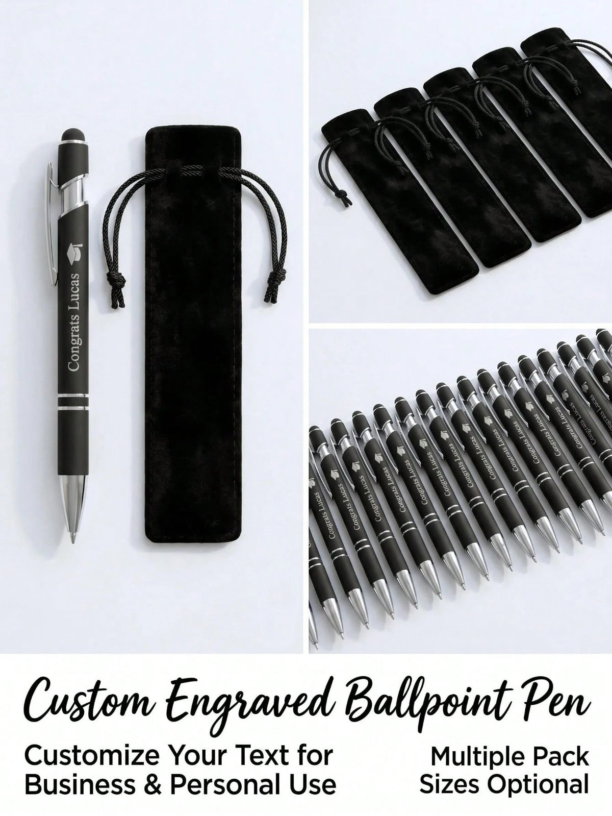 Custom Metal Retractable Ballpoint Pen| Non-Slip Grip + Medium Tip Smooth Writing| Customizable Name/Date/Logo| Business Engraved Pen Teacher's Day Gift| Suitable For Holiday/Birthday Gift, Person