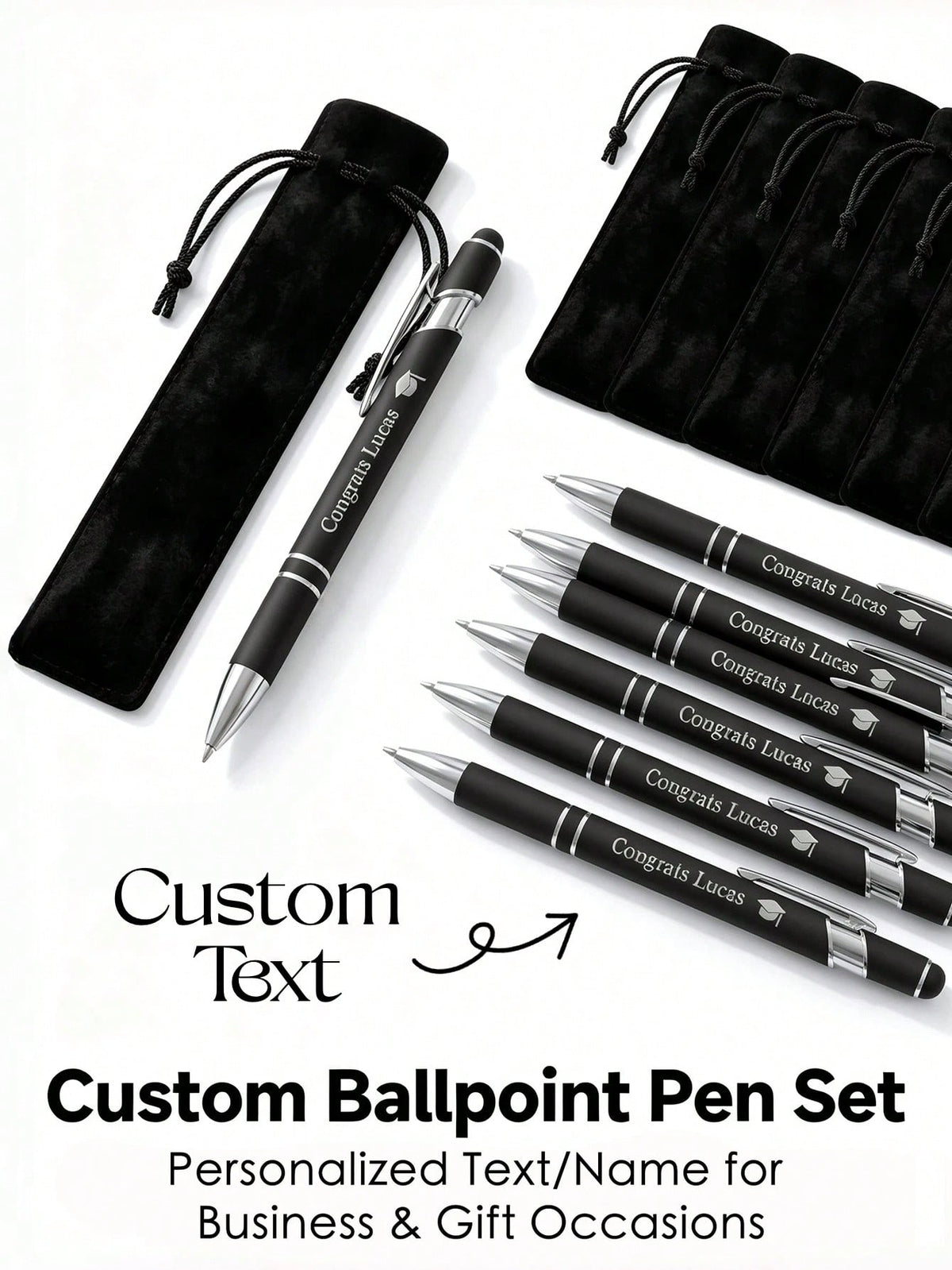 Custom Metal Retractable Ballpoint Pen| Non-Slip Grip + Medium Tip Smooth Writing| Customizable Name/Date/Logo| Business Engraved Pen Teacher's Day Gift| Suitable For Holiday/Birthday Gift, Person