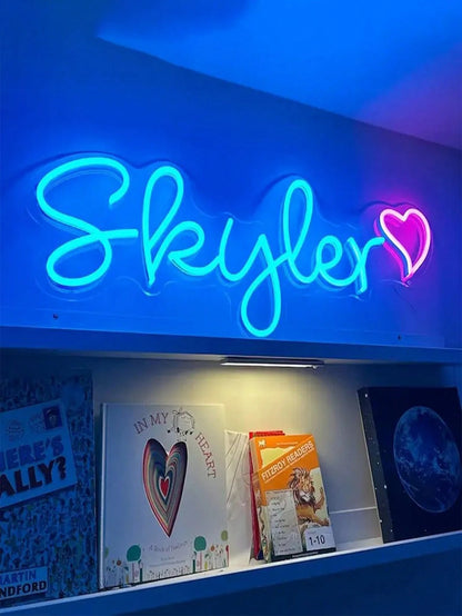 Customizable LED Neon Sign, Personalized Neon Wall Decor With Heart Shape Ending, Wall-Mounted, Suitable For Bedroom, Party, Living Room, Wedding Decoration, Christmas, Halloween, Thanksgiving, Birthd