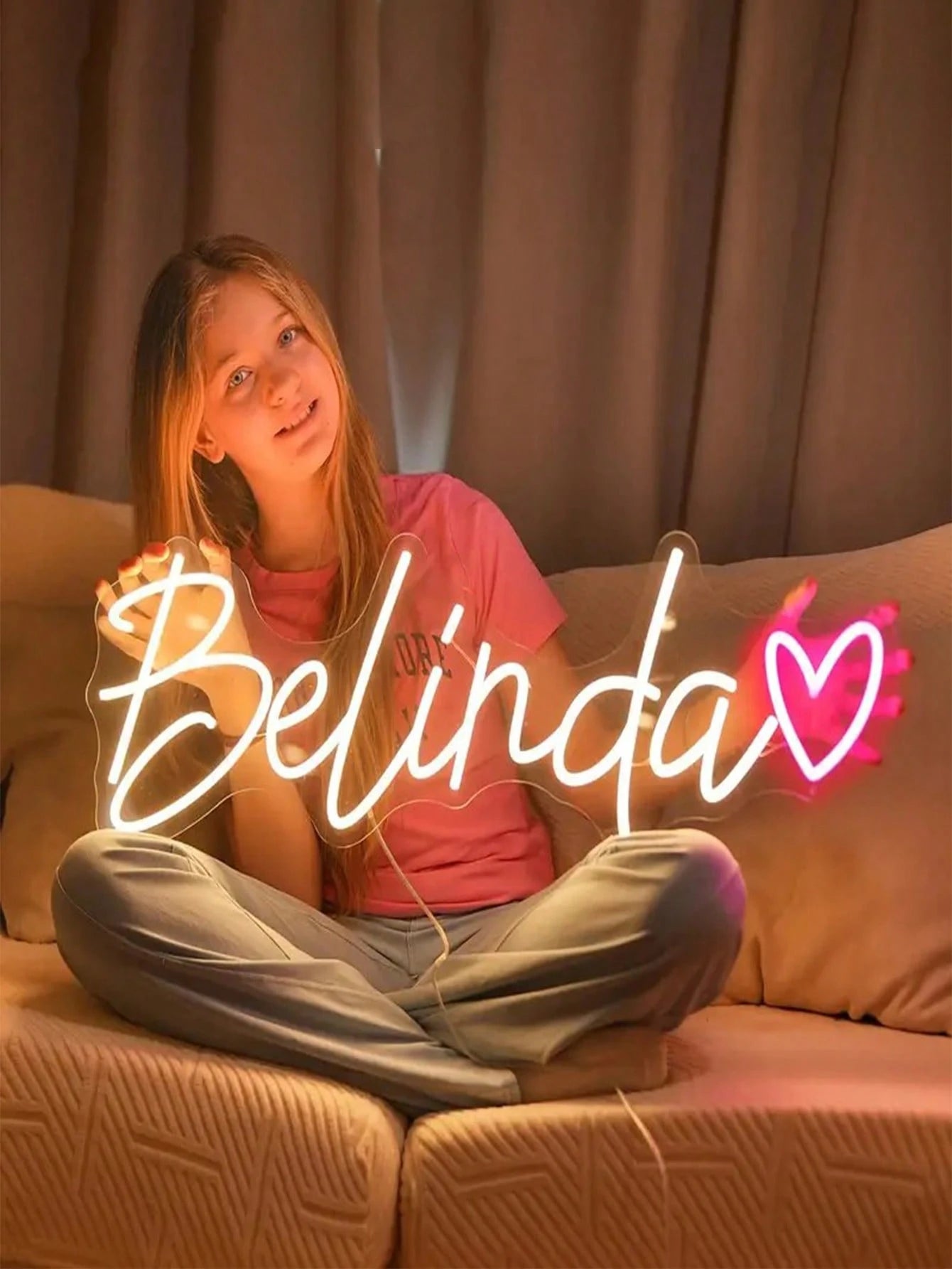 Customizable LED Neon Sign, Personalized Neon Wall Decor With Heart Shape Ending, Wall-Mounted, Suitable For Bedroom, Party, Living Room, Wedding Decoration, Christmas, Halloween, Thanksgiving, Birthd