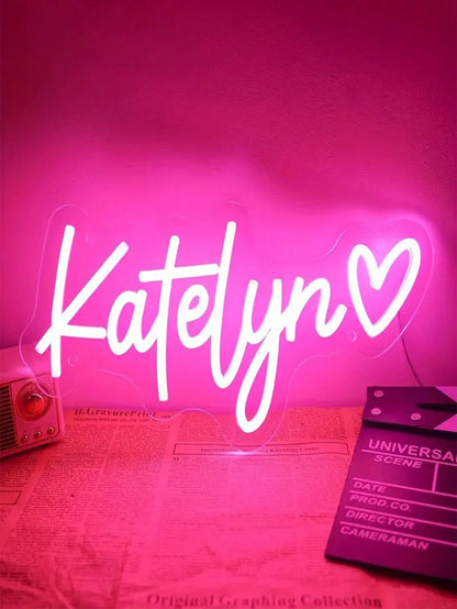 Customizable LED Neon Sign, Personalized Neon Wall Decor With Heart Shape Ending, Wall-Mounted, Suitable For Bedroom, Party, Living Room, Wedding Decoration, Christmas, Halloween, Thanksgiving, Birthd