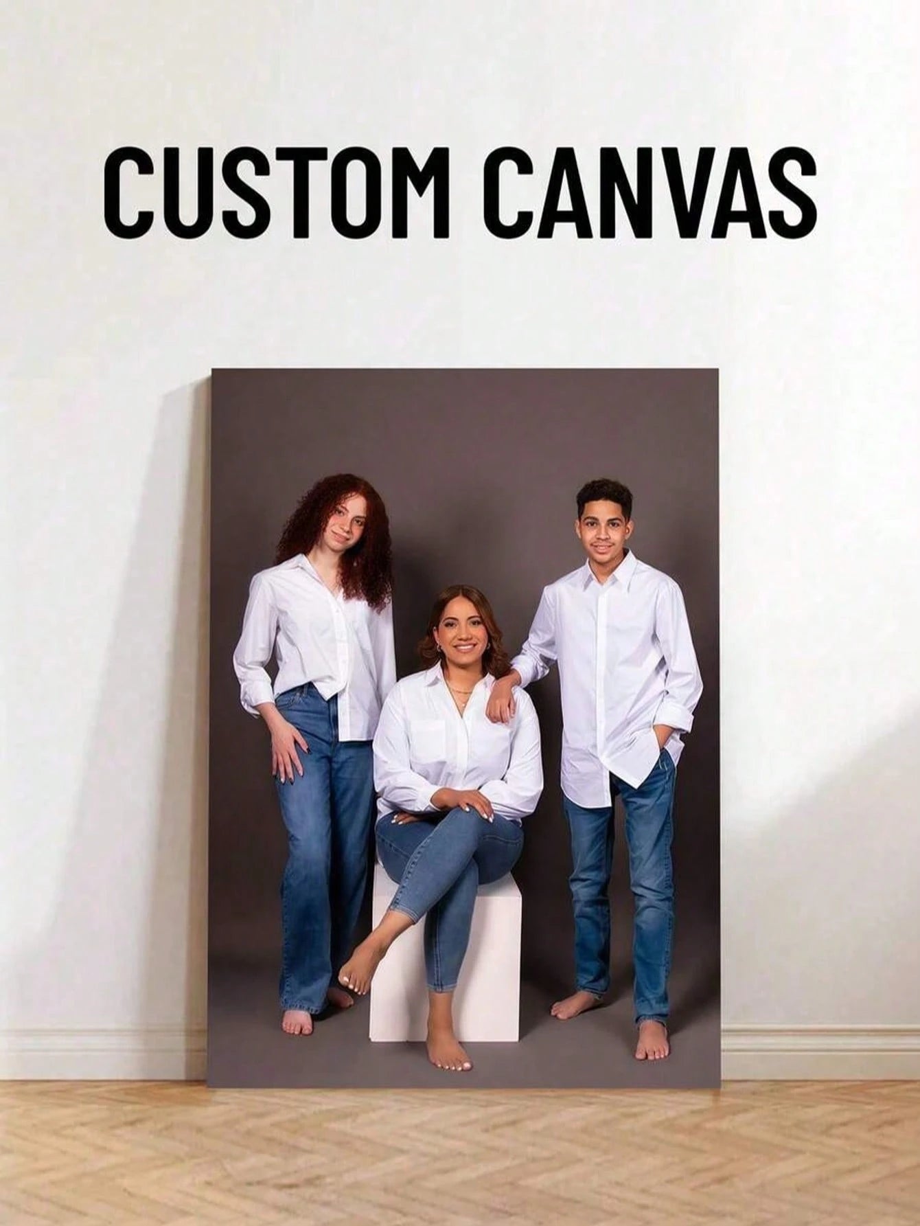 Customizable Photo Frame Canvas Art Prints, Suitable For Home Decor- Personalized Hanging Wall Art With Pine Wood Frame, Applicable For Living Room, Bedroom, Home Office- Fashionable Themed Art Canv