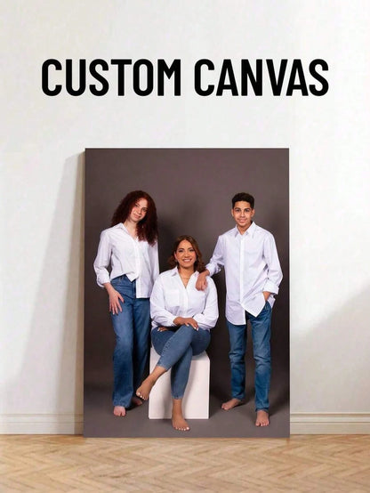 Customizable Photo Frame Canvas Art Prints, Suitable For Home Decor- Personalized Hanging Wall Art With Pine Wood Frame, Applicable For Living Room, Bedroom, Home Office- Fashionable Themed Art Canv