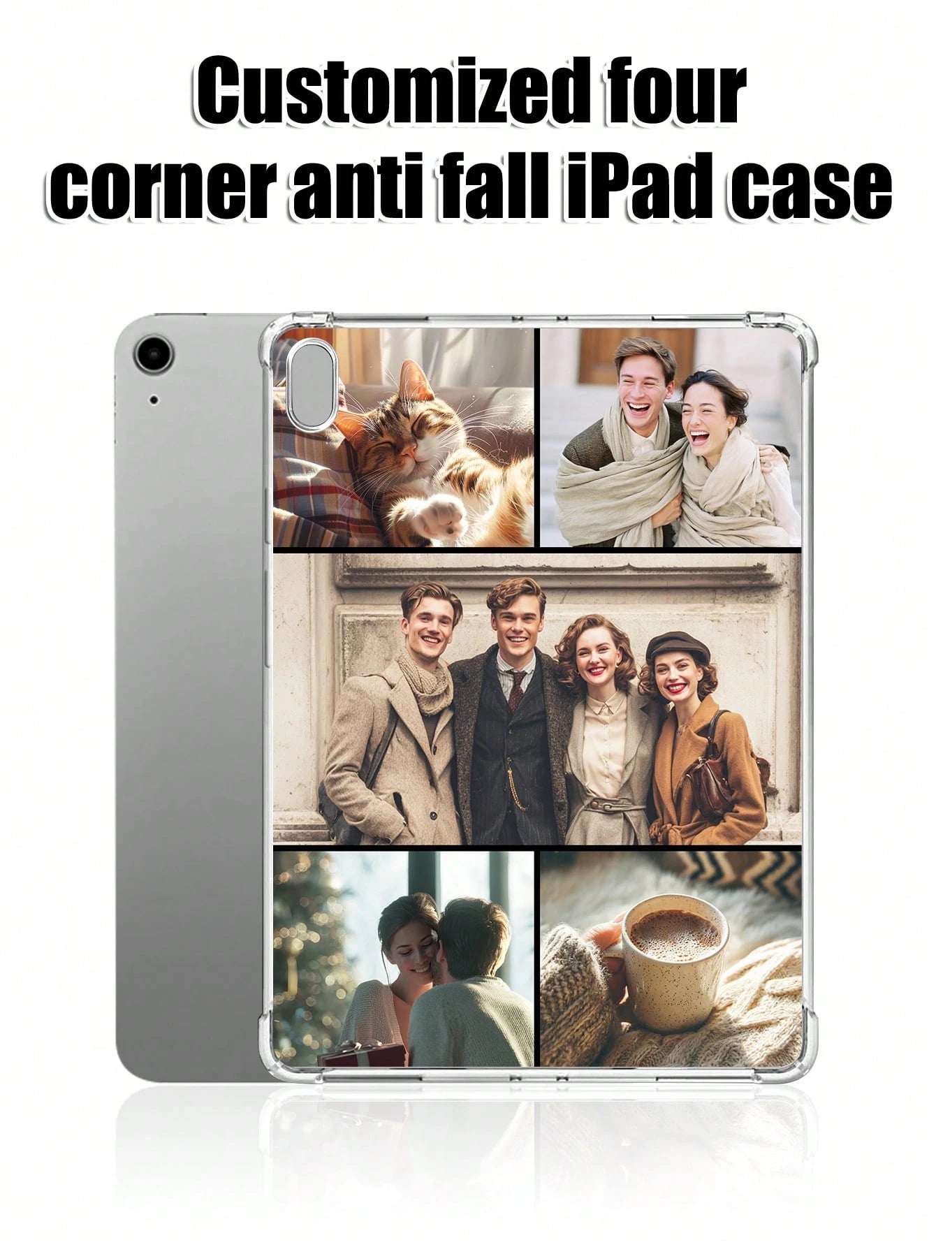 Customized Full Family Portrait, Friends, Couples, Parents Photo Pattern Soft Silicone Material With Anti-Drop Corner Air Cushion Tablet Protective Case Suitable For IPad Pro 13, Air 13 And Other Mode