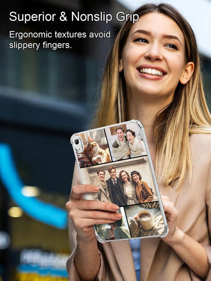Customized Full Family Portrait, Friends, Couples, Parents Photo Pattern Soft Silicone Material With Anti-Drop Corner Air Cushion Tablet Protective Case Suitable For IPad Pro 13, Air 13 And Other Mode