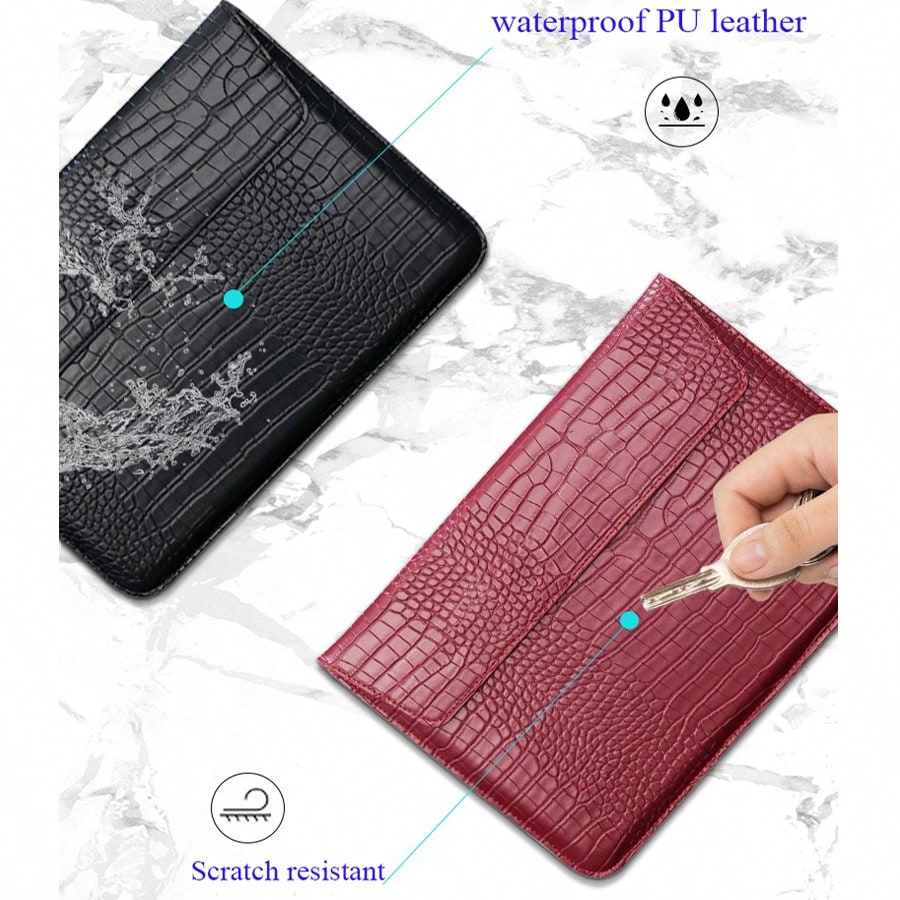 Customized Initial Letters Crocodile Pattern PU Leather Men Laptop Sleeve Bag Compatible With MacBook Air 13 Case 13.3 15.4 Pro Retina Personalized Women Sleeve Envelope PU Leather Laptop Sleeve Pouch