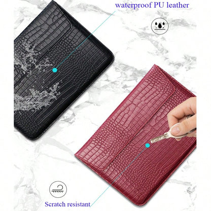 Customized Initial Letters Crocodile Pattern PU Leather Men Laptop Sleeve Bag Compatible With MacBook Air 13 Case 13.3 15.4 Pro Retina Personalized Women Sleeve Envelope PU Leather Laptop Sleeve Pouch