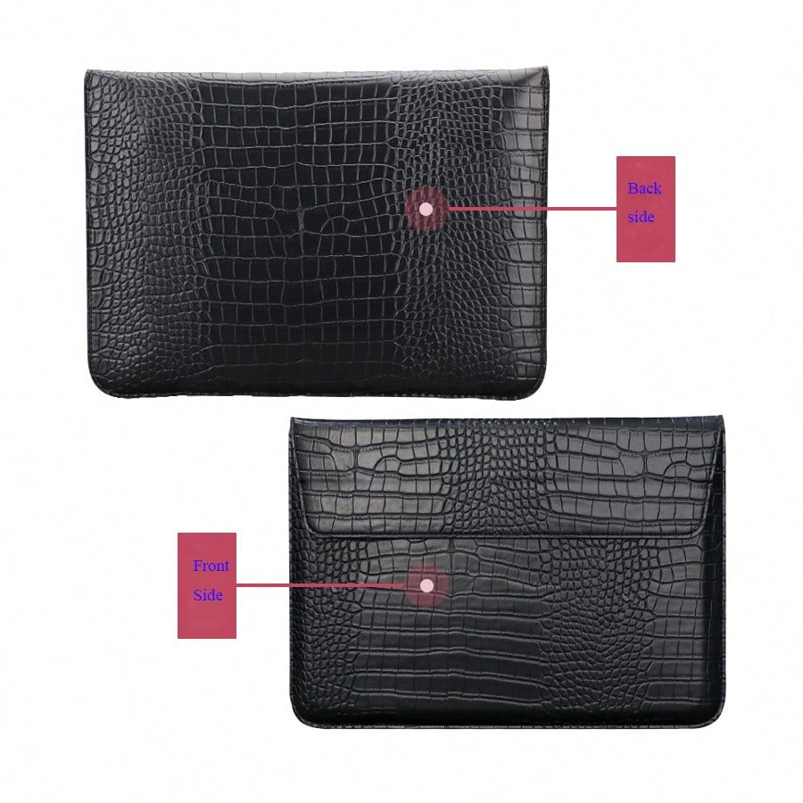 Customized Initial Letters Crocodile Pattern PU Leather Men Laptop Sleeve Bag Compatible With MacBook Air 13 Case 13.3 15.4 Pro Retina Personalized Women Sleeve Envelope PU Leather Laptop Sleeve Pouch